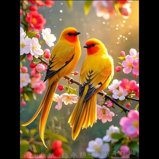 喜鹊报喜精美彩绘墙贴花鸟图案装 饰客厅玄关卧室宿舍墙面自粘贴纸