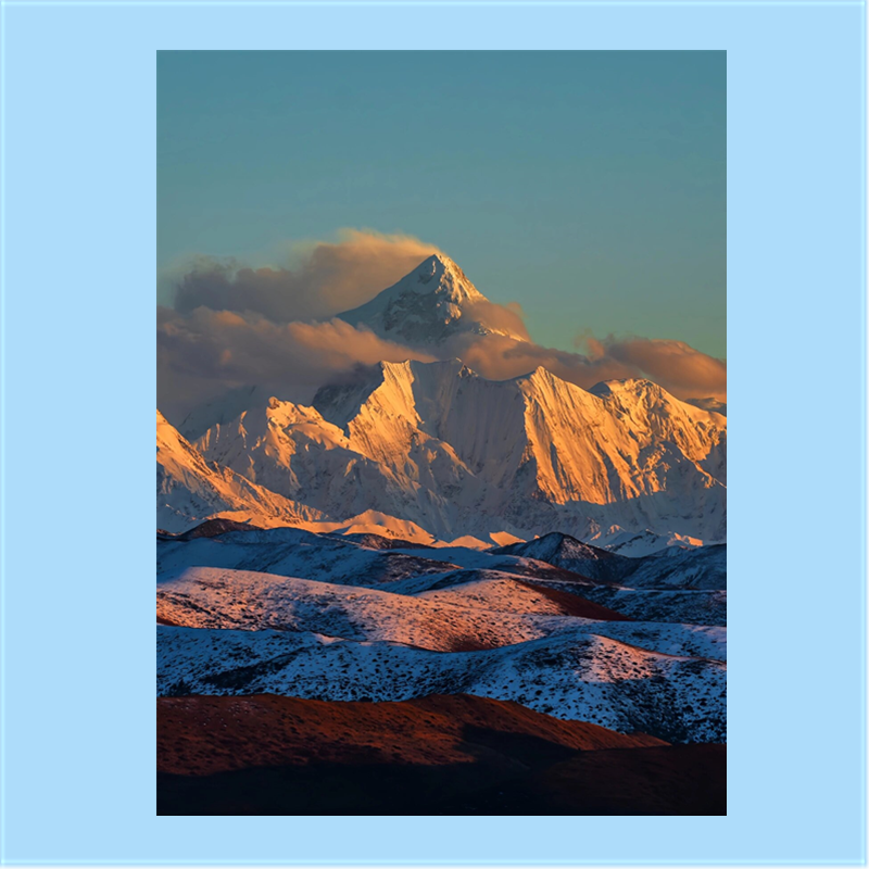 梅里雪山日照金山摄影风景海报宿舍卧室背景ins墙贴照片装饰画图片