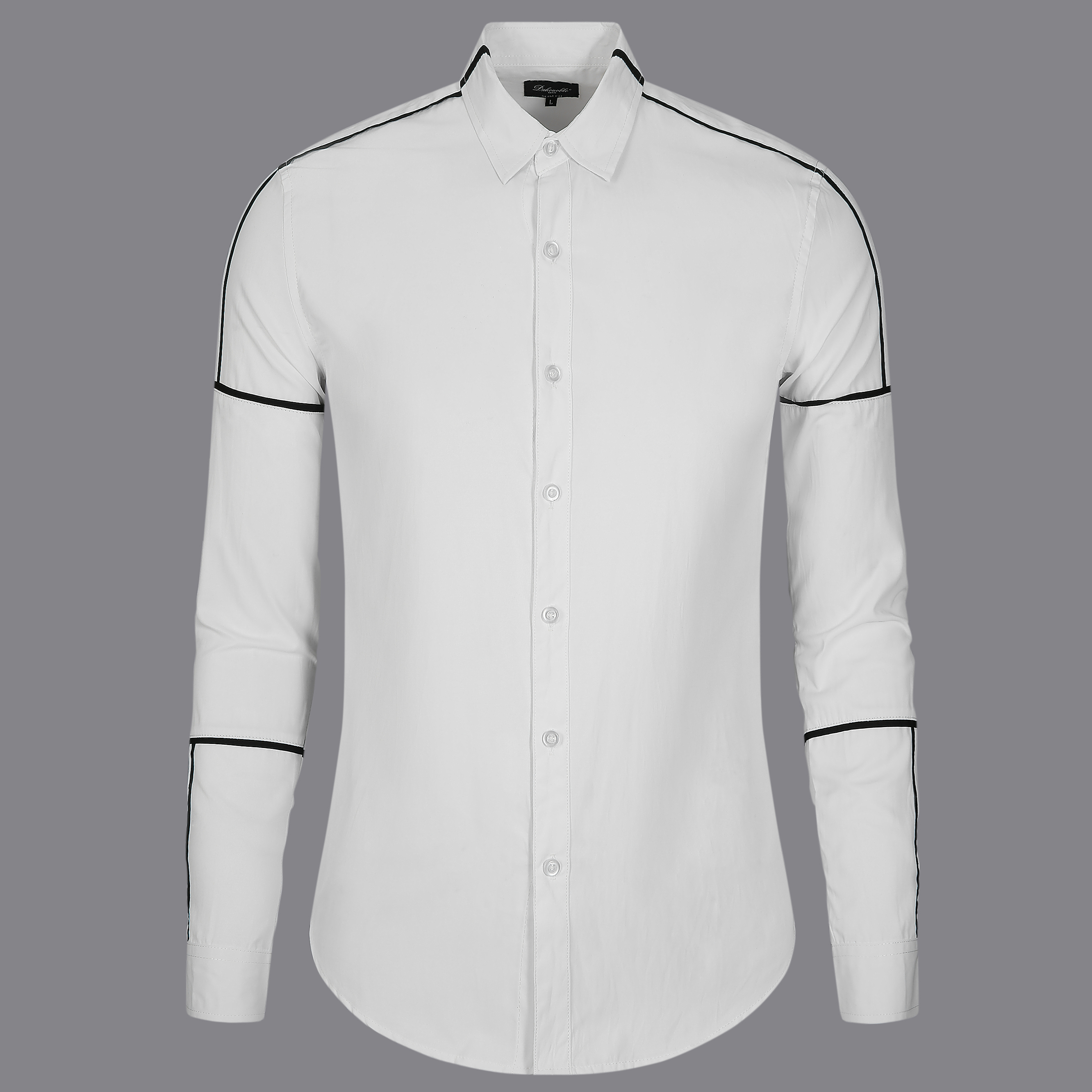 韩版高级感商务男士夹黑边衬衫潮