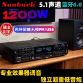 山宇1200W大功率功放5.1声道6.0蓝牙收音U盘专业调音重低音功放机