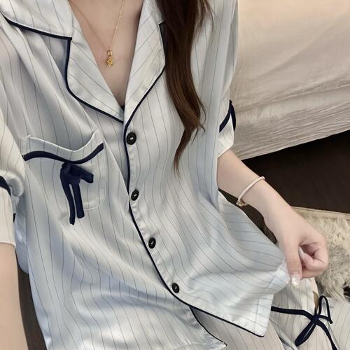 冰丝凉感睡衣女夏外穿家居服套装