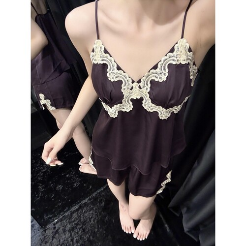 夏季纯欲蕾丝吊带女家居服套装