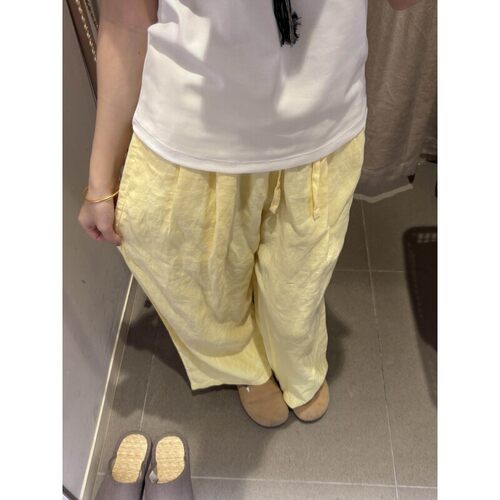 夏天简约黄色松弛感睡裤女夏季