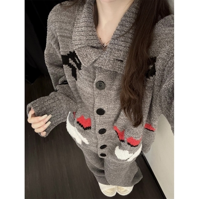 少女可爱卡通印花针织半边绒睡衣