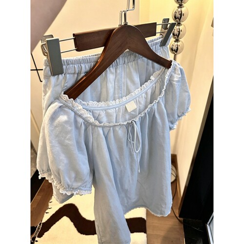 少女甜美风泡泡袖短袖睡衣夏季女