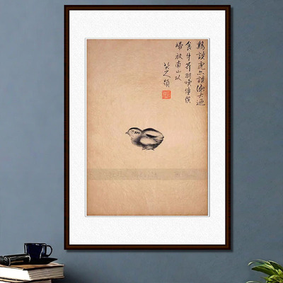 小鸡手绘水墨花鸟画归类 条幅国画禅意小品 仿八大山人挂画装饰画