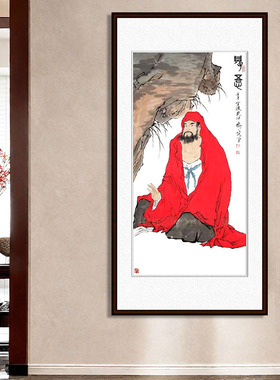 仿范曾达摩面壁手绘国画实物拍摄