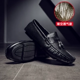 Мужские летние дышащие туфли для кожаной обуви в английском стиле, 2023, из натуральной кожи, мягкая подошва