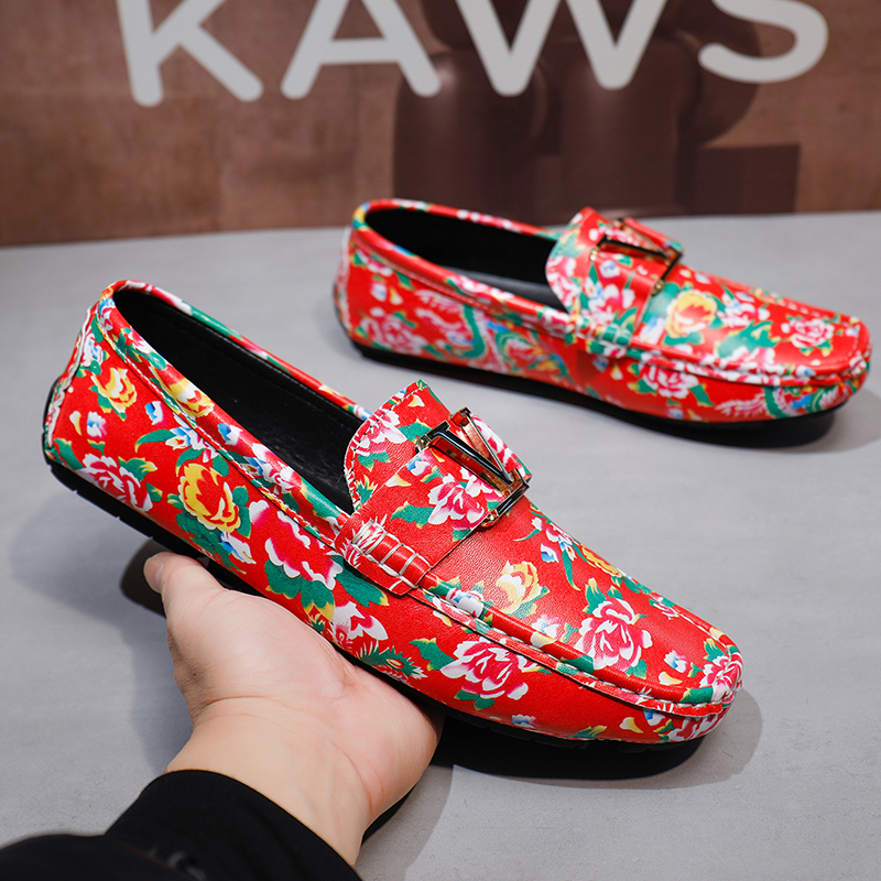 春季新款男士豆豆鞋真皮