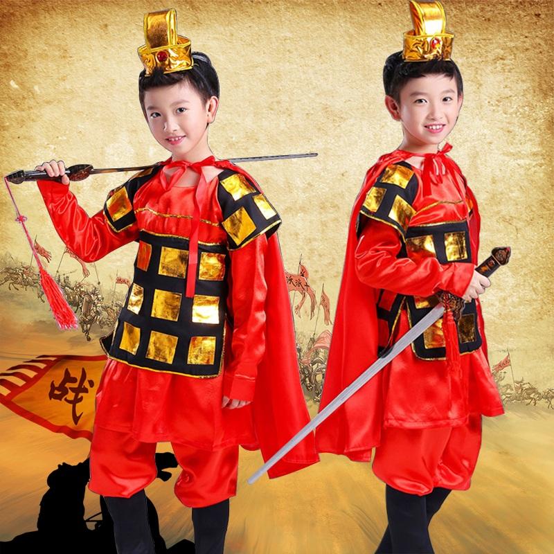 儿童花木兰演出服装男女童古代士兵盔甲将军表演服舞台戏曲合唱服