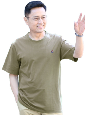 纯棉爸爸夏装短袖T恤中老年圆领
