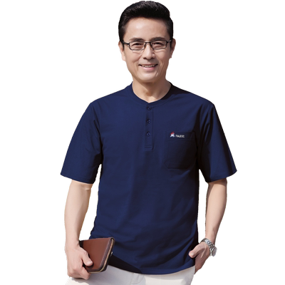 纯棉爸爸装短袖男士夏季中年人