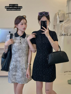 【Y.JIA 伊嘉】弗拉察海岸复古印花收腰显瘦翻领连衣裙  3657-4