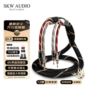 SKW高端18周年单晶铜镀银6N发烧喇叭线香蕉头功放胆机hifi音箱线