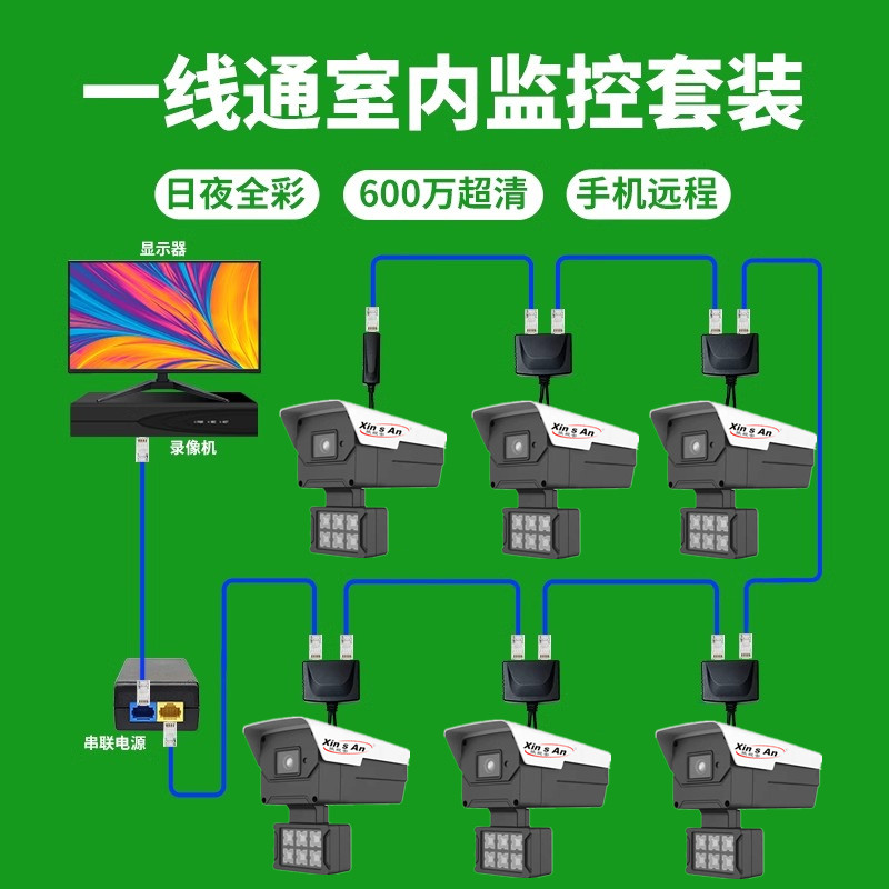 无线串联监控器高清套装家用室外工厂超市高清全套监控设备系统