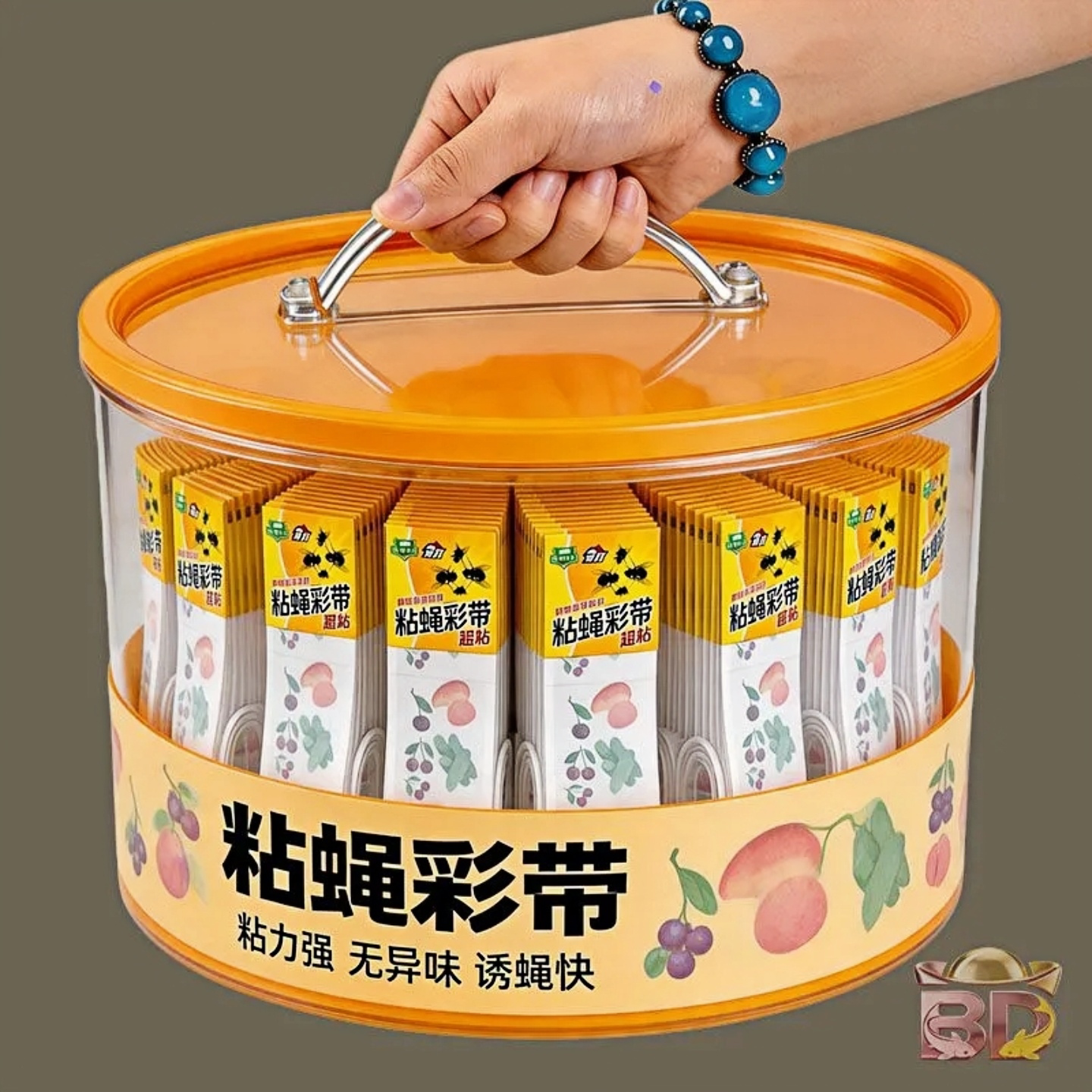 双面粘蝇彩带条苍蝇贴悬挂式粘蝇纸批发养殖场诱杀蚊蝇家用粘蝇纸