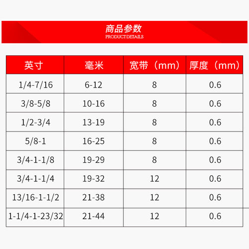 亚马逊全钢304不锈钢喉箍卡箍组合套装100PCS盒装管夹抱箍软管