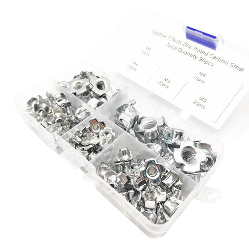 跨境 90pcs 镀锌碳钢家具四爪螺母M3/M4/M5/M6/M8