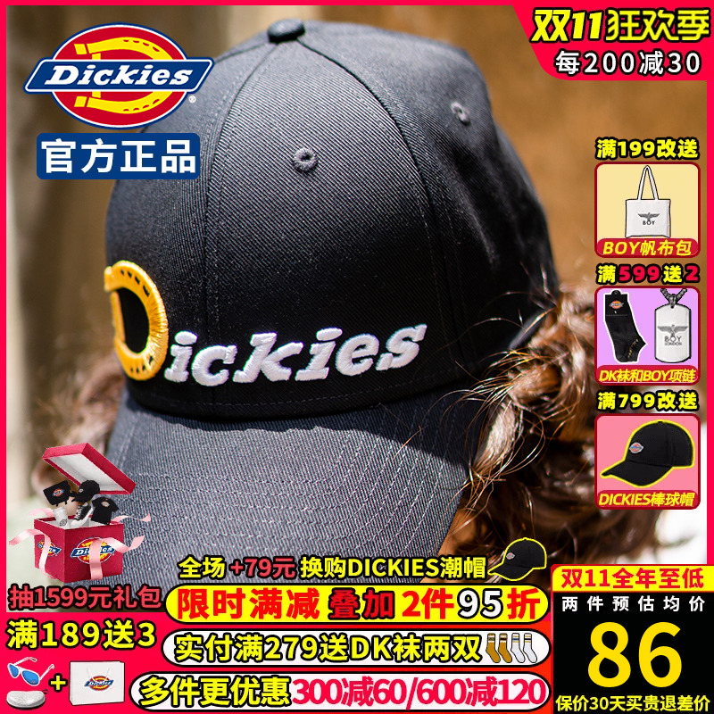 Dickies弯檐帽字母绣花帝客棒球帽男女同款迪凯斯潮牌休闲鸭舌帽