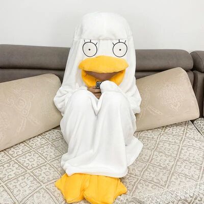 鸭子睡衣女大白鹅搞怪张真源同款搞笑情侣连体衣鸭鸭冬天珊瑚绒男