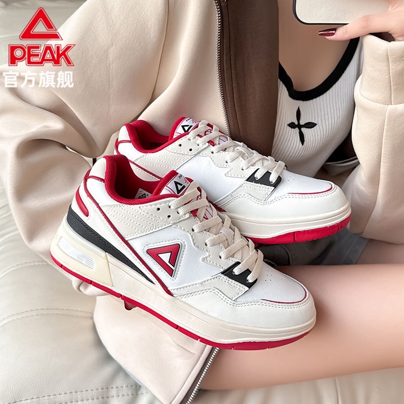 匹克车缝线系带男女板鞋低帮