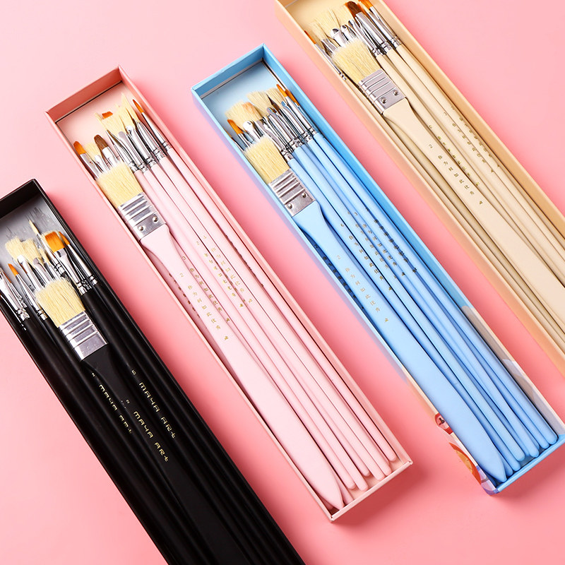 博格利诺黑骑士画笔套装水粉笔10支装心境画笔套装儿童画笔盒初学者