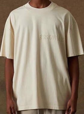 FOG Essentials FW22 字母印花植绒Logo 宽松圆领套头短袖T恤tee