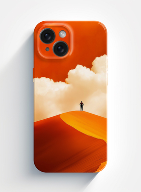 守望高级摄影适用于iphone15promax苹果15手机壳14质感时尚橘黄色16新款13/14pro的菲林壳高级感12沙丘云彩