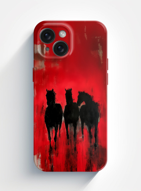 高级适用于苹果15pro不会撞壳的手机壳iPhone14promax个性15菲林14创意13小众11油画中国红国风骏马男女新款
