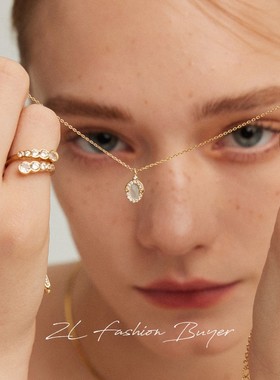 5折清仓Fedoma迷你椭圆珍珠贝母镶嵌法式边框项链高级礼物小众