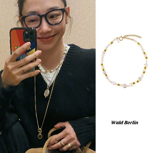 白百何同款笑脸珍珠串小众项链