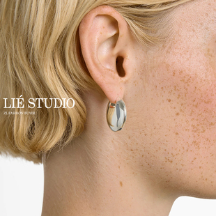 现货新款 Studio圆润廓形雕塑感纯银耳圈耳环极简风官方授权 Lie