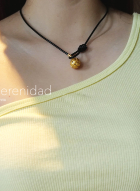 新款La Serenidad · Monogram 001蜡果绳黑色蜡皮绳编织圆球T扣