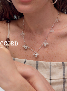 现货26SS新款DACCORD仲夏夜果天然白水晶串珠银色项链锁骨链清新