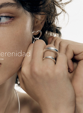 LaSerenidad线条交叉日月环戒指