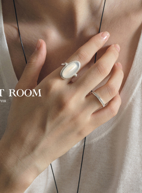 现货SOFT ROOM斜纹包边椭圆玉石玛瑙双面可佩戴戒指25FW官方授权
