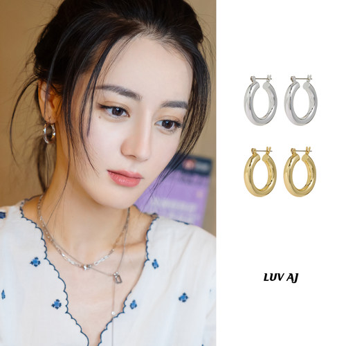 迪丽热巴同款小号素圈圆环耳环