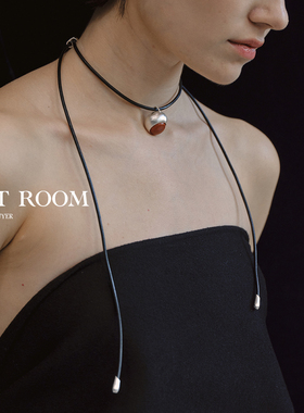 SOFTROOM红浆果拉丝黑绳项链