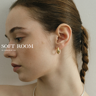 现货SOFT ROOM双面果荚肌理小号耳环百搭极简高级感 董洁推荐款