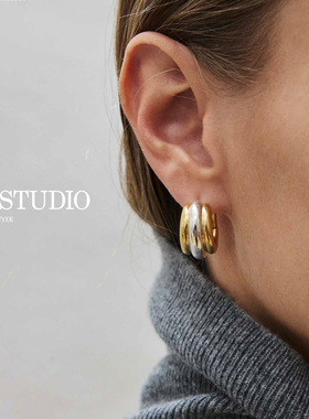 现货Lie Studio新款立体感三环拼接耳圈耳环百搭极简风官方授权