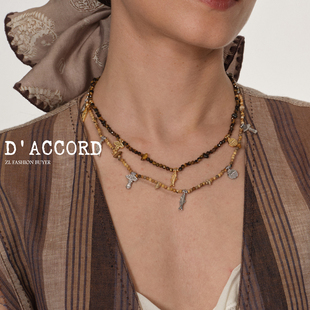 现货DACCORD奇趣雨林串珠青金石虎眼石图画石小鱼项链 陈数同款