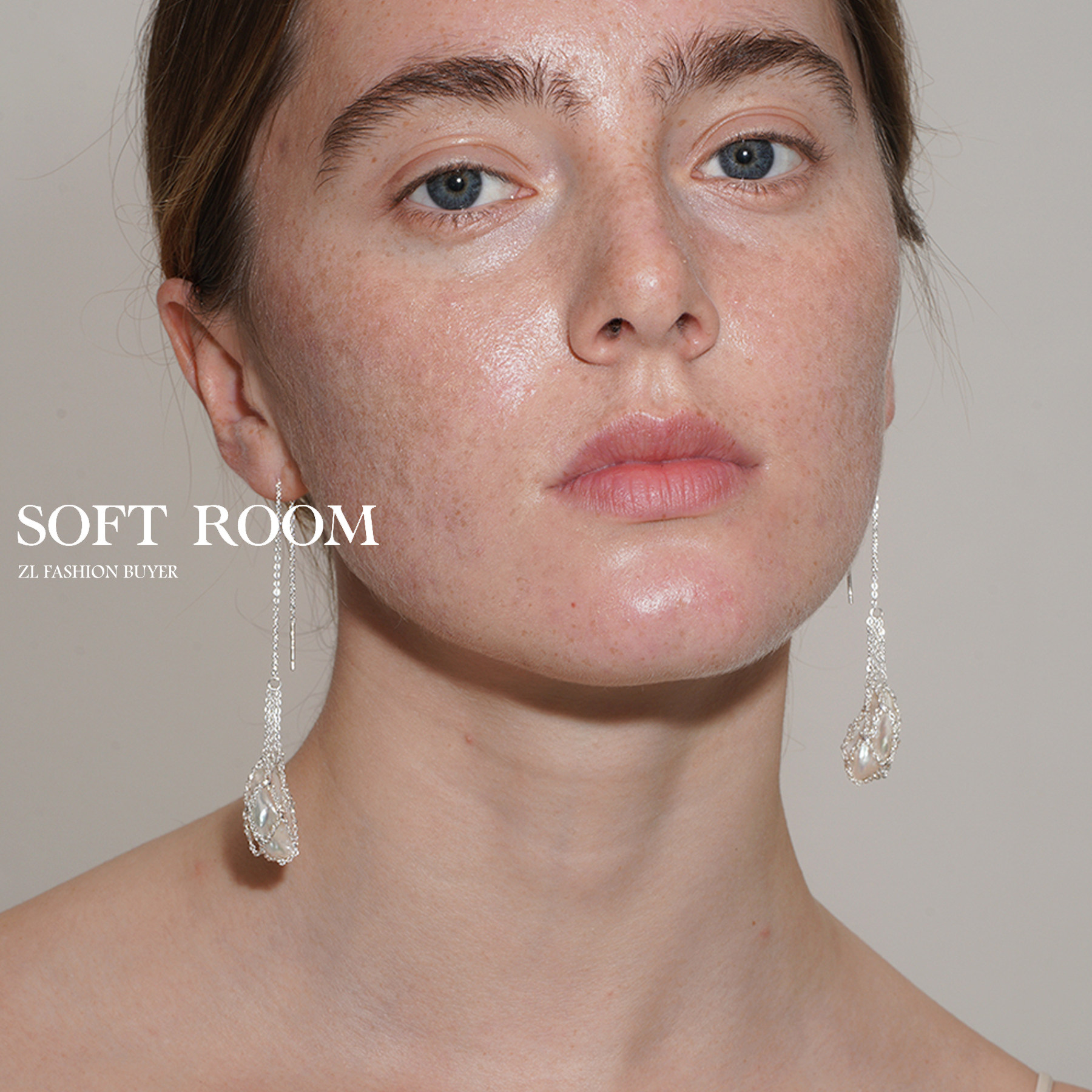 现货SOFT ROOM编织花瓣巴洛克珍珠网兜耳线耳环高级小众官方授权