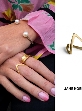 5折清仓Jane Koenig哑光镀金V形立体个性高级复古戒指官方授权