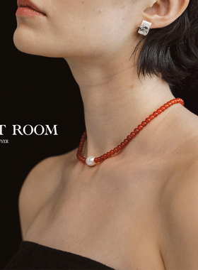 SOFTROOM天然红玛瑙串珍珠项链
