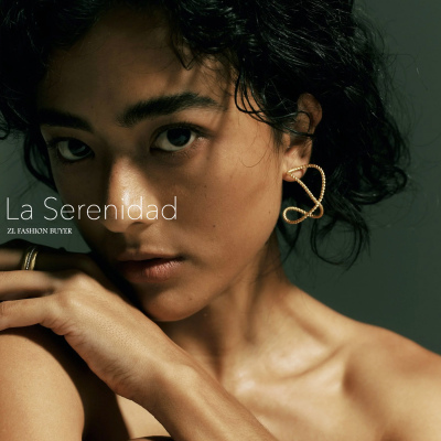 现货La Serenidad曲线环绕拧绳扭结8字形交错细环耳环小众高级