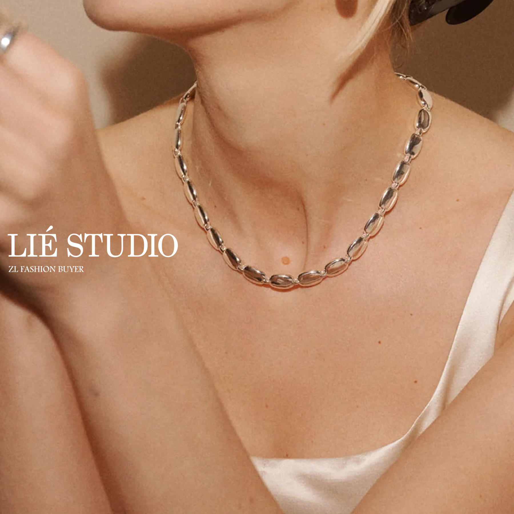 现货新款Lie Studio椭圆形链扣丹麦极简高级重工项链官方授权