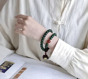 帝王绿菩提根手串女文玩干磨原生态菩提子佛珠盘玩手链男佛珠手持