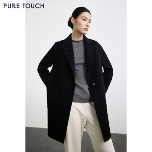 25秋冬新款 TOUCH女装 绒毛混纺毛呢大衣一粒扣外套 PURE 商场同款