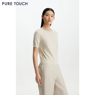 26春夏新款 TOUCH女装 短袖 针织衫 商场同款 羊毛混纺轻薄半袖 PURE