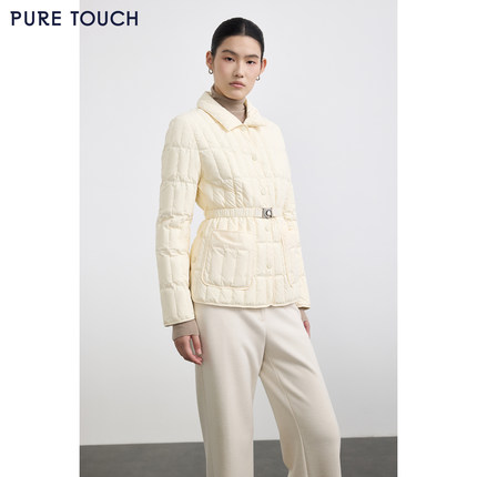 商场同款PURE TOUCH女装25秋冬新款鹅绒羽绒服短款系带收腰鹅绒服